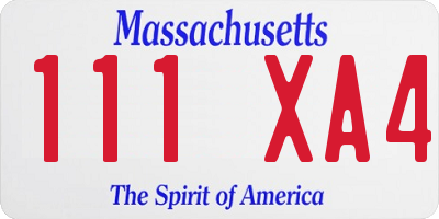 MA license plate 111XA4