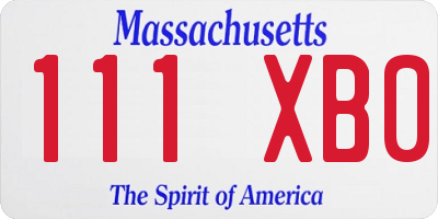 MA license plate 111XB0