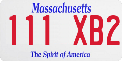 MA license plate 111XB2