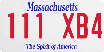 MA license plate 111XB4