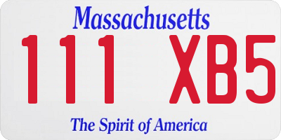 MA license plate 111XB5