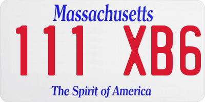 MA license plate 111XB6