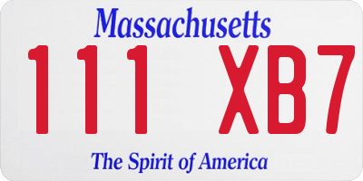 MA license plate 111XB7