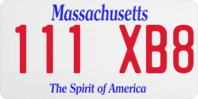 MA license plate 111XB8