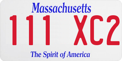 MA license plate 111XC2