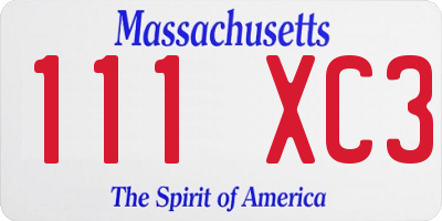 MA license plate 111XC3