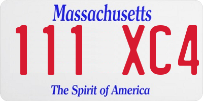 MA license plate 111XC4