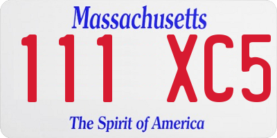 MA license plate 111XC5