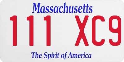 MA license plate 111XC9