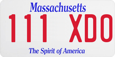 MA license plate 111XD0