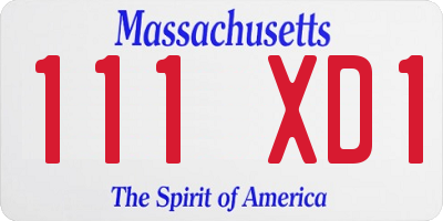 MA license plate 111XD1