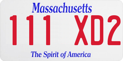 MA license plate 111XD2