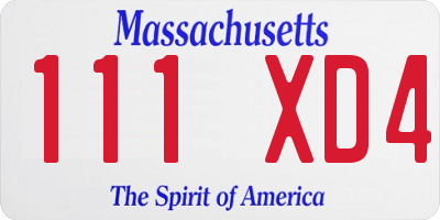 MA license plate 111XD4