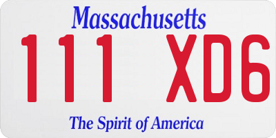 MA license plate 111XD6