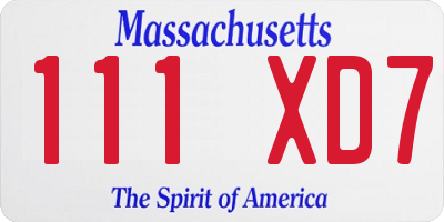MA license plate 111XD7