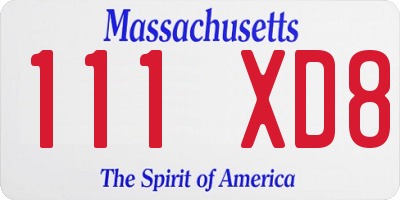 MA license plate 111XD8