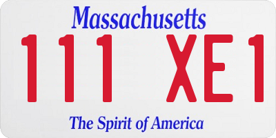 MA license plate 111XE1