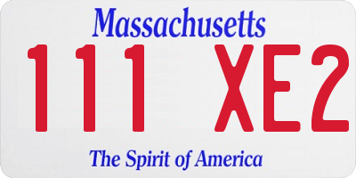 MA license plate 111XE2
