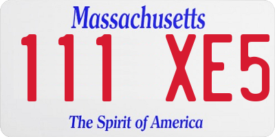 MA license plate 111XE5