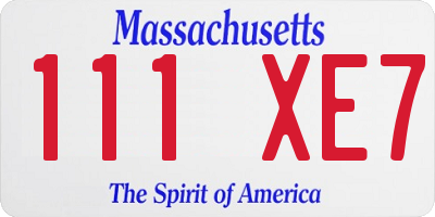 MA license plate 111XE7