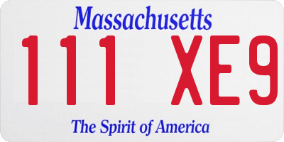 MA license plate 111XE9