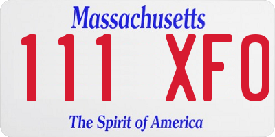 MA license plate 111XF0