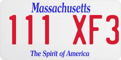 MA license plate 111XF3