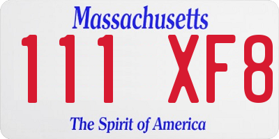 MA license plate 111XF8