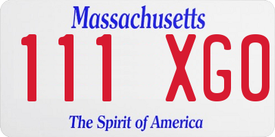 MA license plate 111XG0