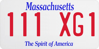 MA license plate 111XG1