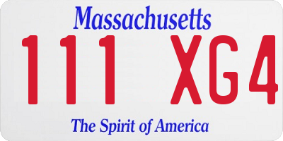 MA license plate 111XG4