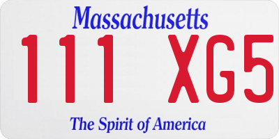 MA license plate 111XG5