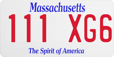 MA license plate 111XG6