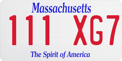 MA license plate 111XG7