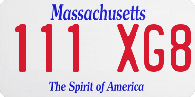 MA license plate 111XG8