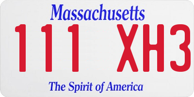 MA license plate 111XH3