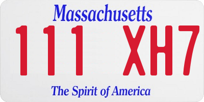 MA license plate 111XH7