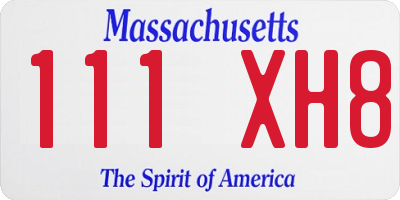 MA license plate 111XH8