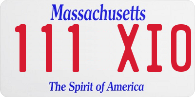 MA license plate 111XI0