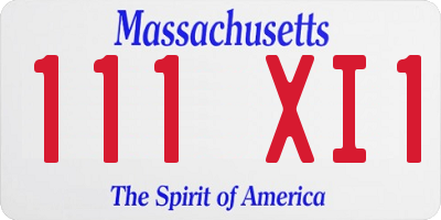 MA license plate 111XI1