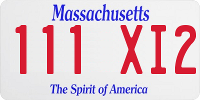 MA license plate 111XI2