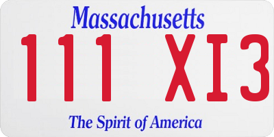 MA license plate 111XI3