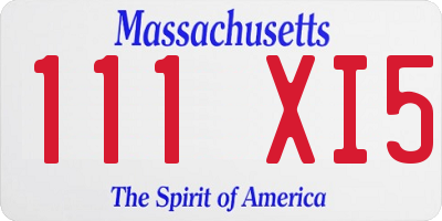 MA license plate 111XI5