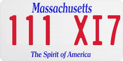 MA license plate 111XI7