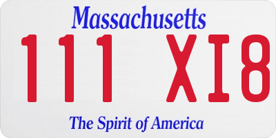 MA license plate 111XI8