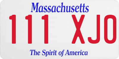 MA license plate 111XJ0