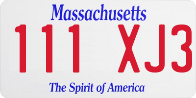 MA license plate 111XJ3