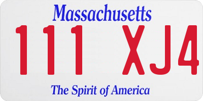 MA license plate 111XJ4