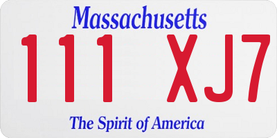MA license plate 111XJ7