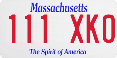 MA license plate 111XK0